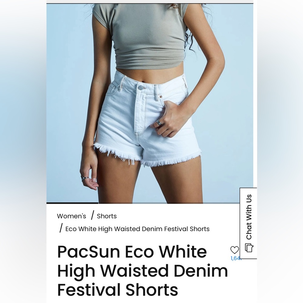 Pacsun White High Waisted Festival Shorts